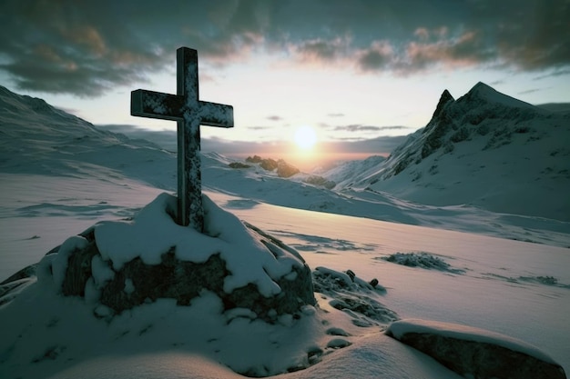 Cross On Snow IA générative