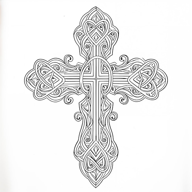 Crucifix noir et blanc de style gothique