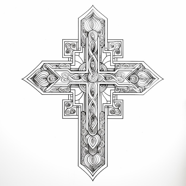 Crucifix noir et blanc de style gothique