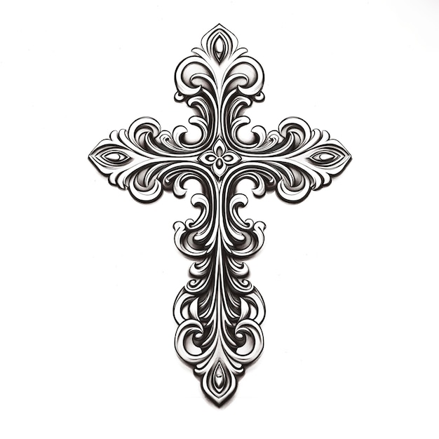 Crucifix noir et blanc de style gothique