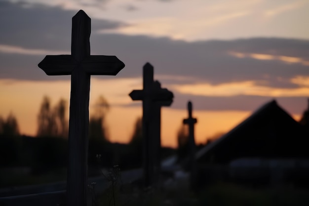 La crucifixion de la crucifixion de Jésus-Christ sur les falaises et les montagnes Réseau de neurones généré par l'IA