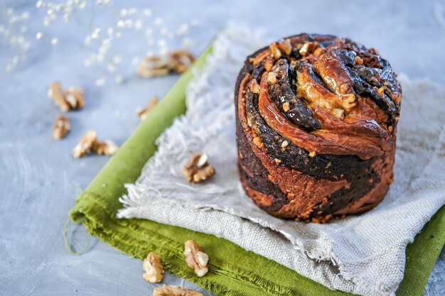 Cruffin au chocolat Cuisson de Pâques Muffin étagé Pâques