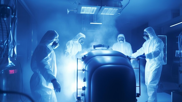 Photo cryochirurgie salle de traitement avec un patient et un médecin soins de santé minimalement invasifs avec cryothérapie