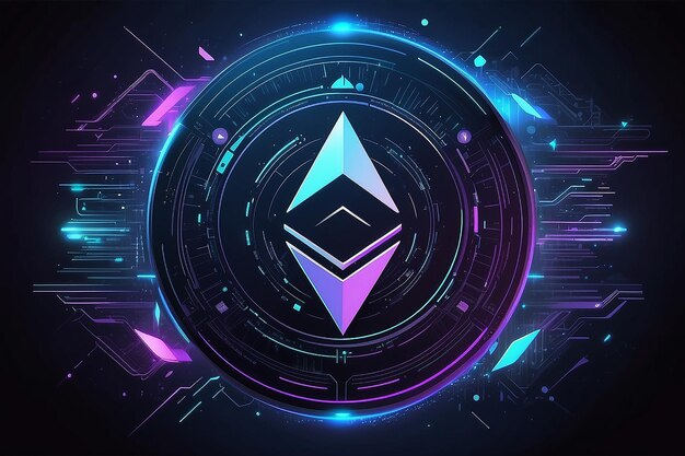 Cryptocurrency Ethereum dans un style futuriste Monnaie numérique ETH pour site Web de bannière ou présentation