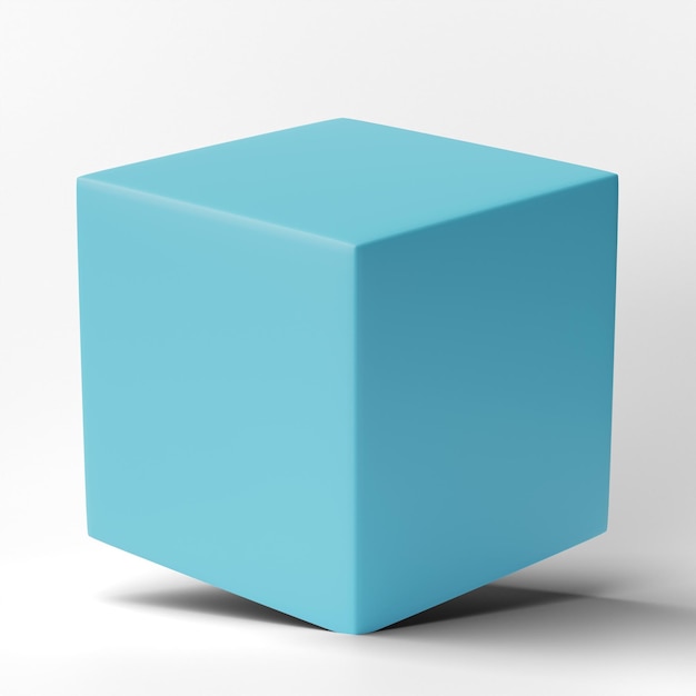 Le cube 3D a une ombre isolée sur fond blanc