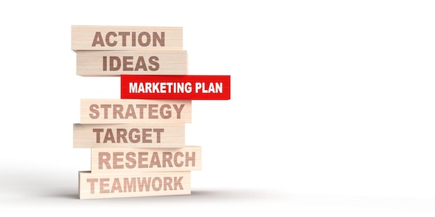 Cube en bois bloc ressources humaines rh marketing idées d'action plan marketing stratégie recherche cible t