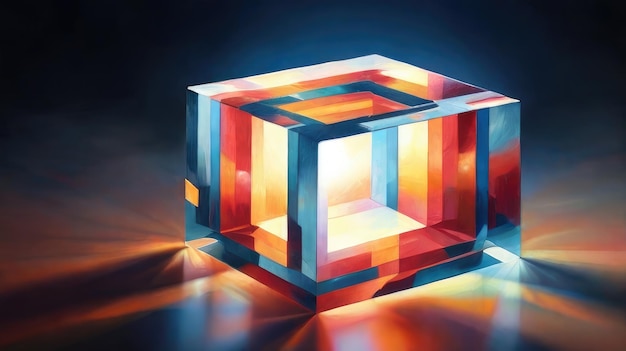 un cube avec un carré au milieu et le mot cubes en bas