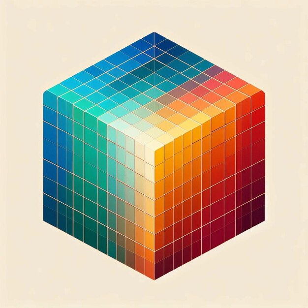 un cube coloré qui a le mot arc-en-ciel dessus