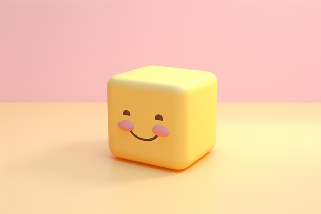 un cube constitué d'un visage souriant est affiché.