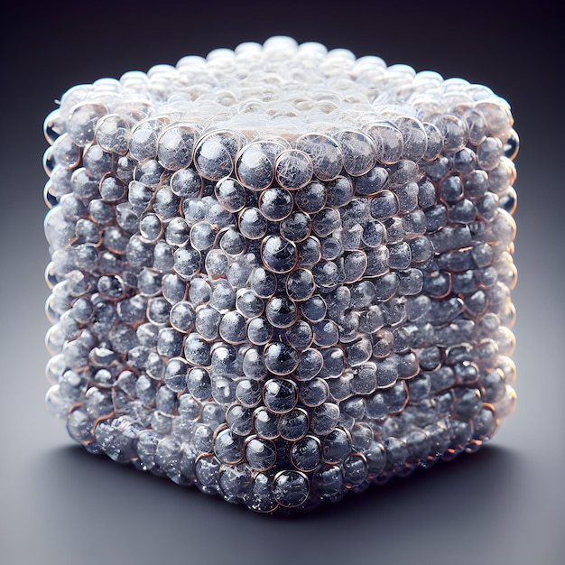 un cube fait de film à bulles blanc