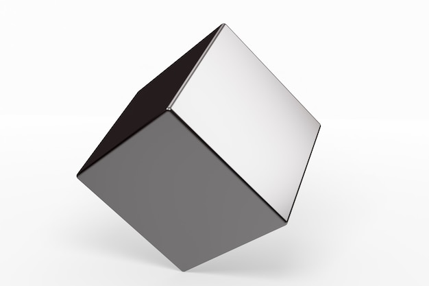 Cube de formes géométriques isolé sur fond blanc