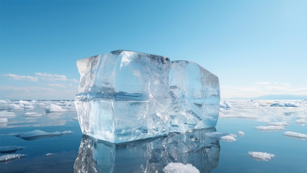 Un cube de glace sur le bloc de glace de la mer