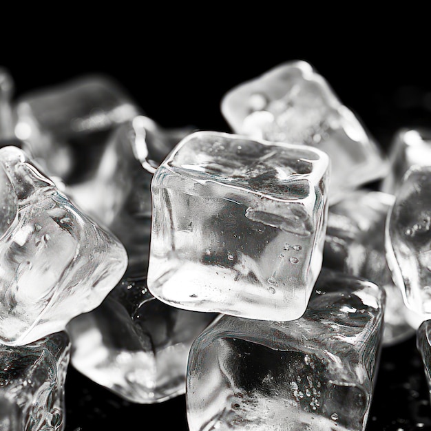 un cube de glace sur un fond sombre