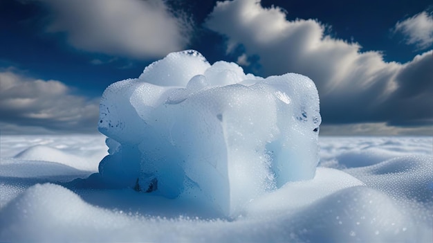 un cube de glace avec le mot glace dessus