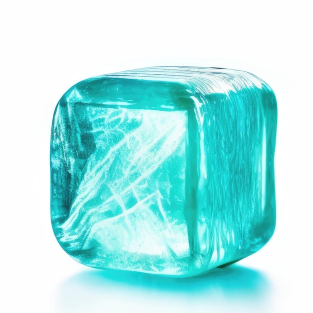Un cube de glace qui est bleu