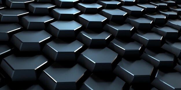 Cube hexagonal fond numérique noir Generative Ai