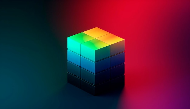 Photo un cube avec une lumière bleue dessus