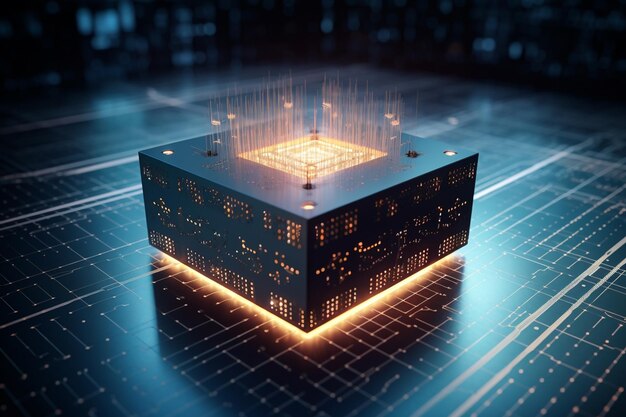 Un cube avec une lumière vive dessus