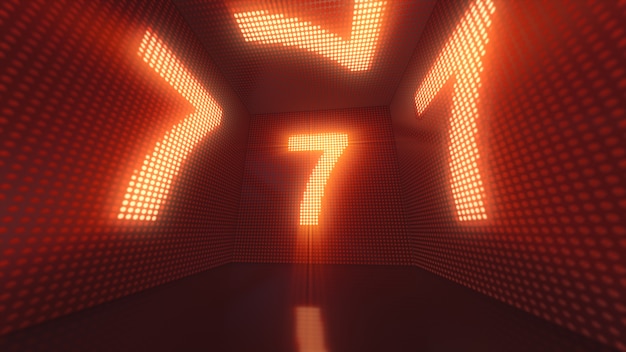 Cube Lumineux De Led De L'intérieur Avec Le Numéro 7 3d Illustration