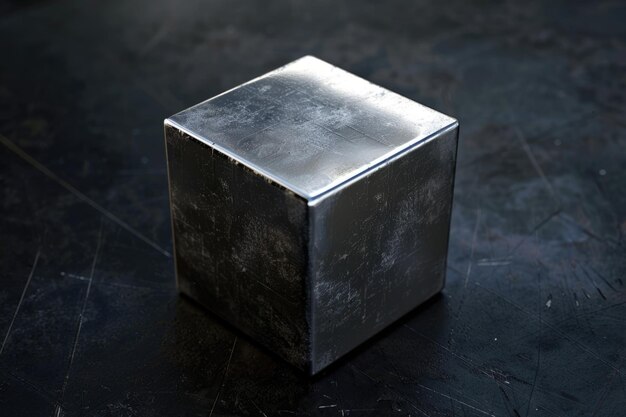 Cube métallique sur fond noir répété