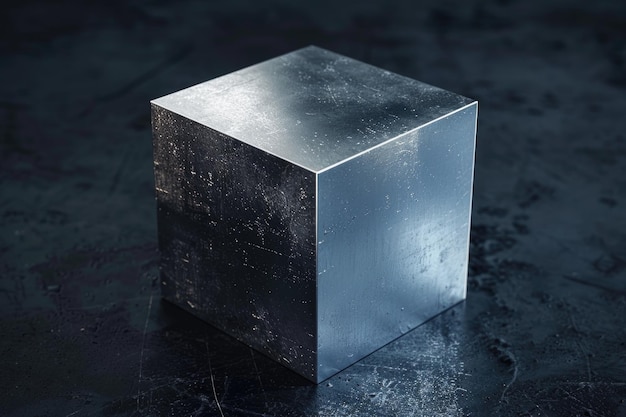 Cube métallique sur fond noir répété