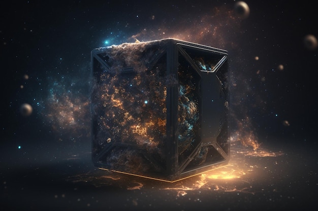 Un cube avec le mot cube dessus