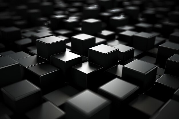 Photo cube noir abstrait 3d