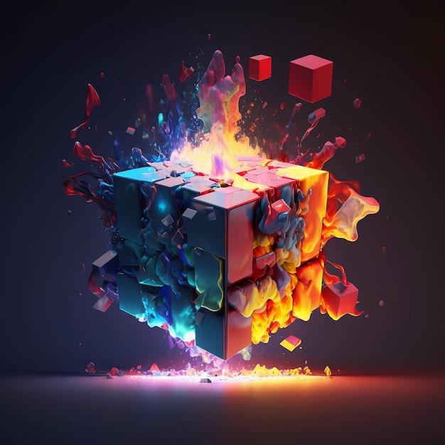 Un cube qui a le mot cube dessus