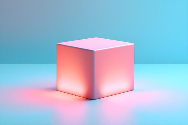 Un cube rose avec le mot cube dessus