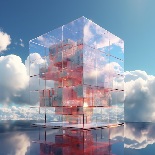 Un cube rouge avec le mot nuage dessus