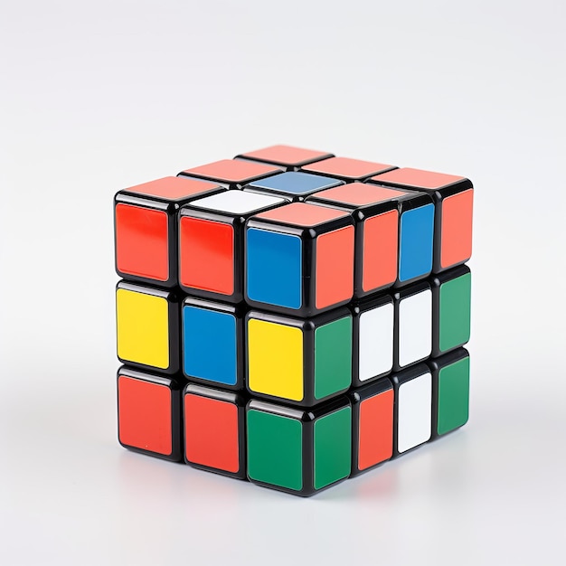 Un cube de Rubik sur un fond blanc