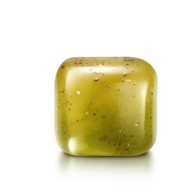 Photo un cube de verre jaune avec une perle de verre verte dessus.