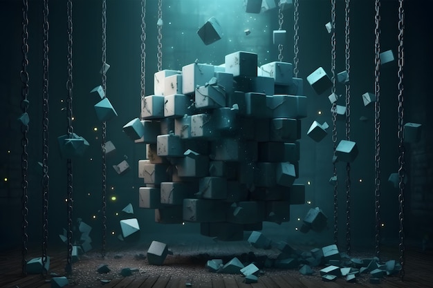 Des cubes 3D abstraits Arrière-plan futuriste avec des formes géométriques