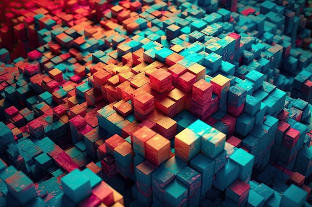 Cubes abstraits colorés en rouge bleu et vert