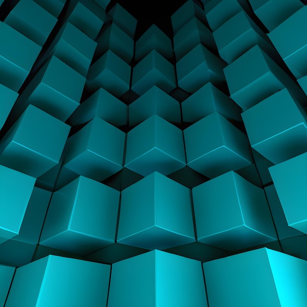 Cubes bleus abstraits 3d background_ai_generated