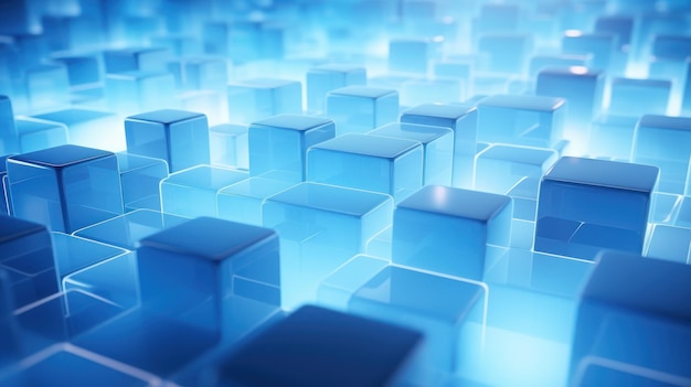 des cubes bleus abstraits à l'arrière-plan illustration de rendu 3D conception carrée IA générative
