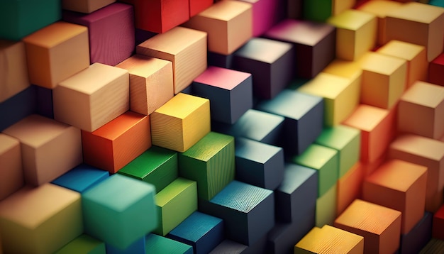 Cubes colorés dans un fond coloré