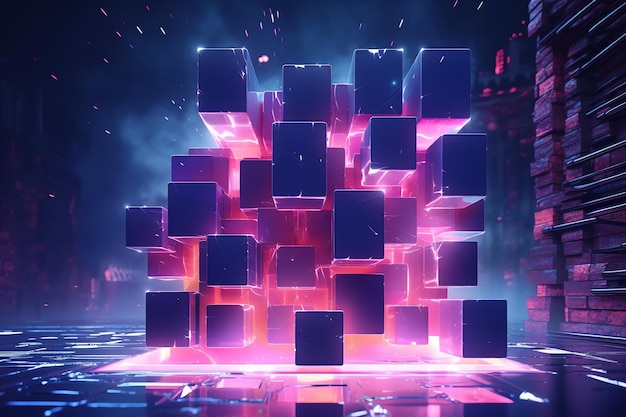 Cubes géométriques fond d'écran scifi