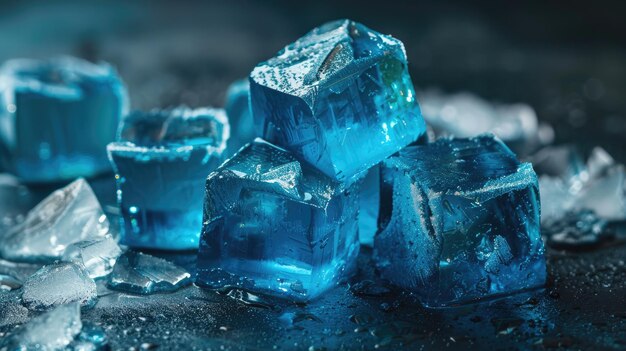 Des cubes de glace bleus IA générative