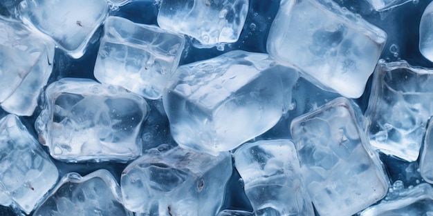 Photo des cubes de glace sur un fond bleu foncé