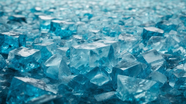 Des cubes de glace sur un fond bleu.