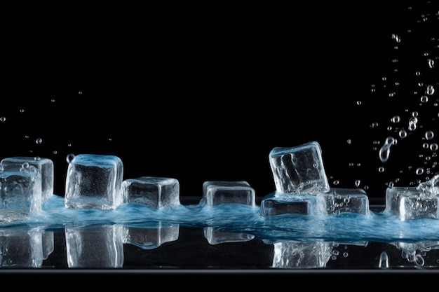 Photo des cubes de glace glissant sur la barre ia générative