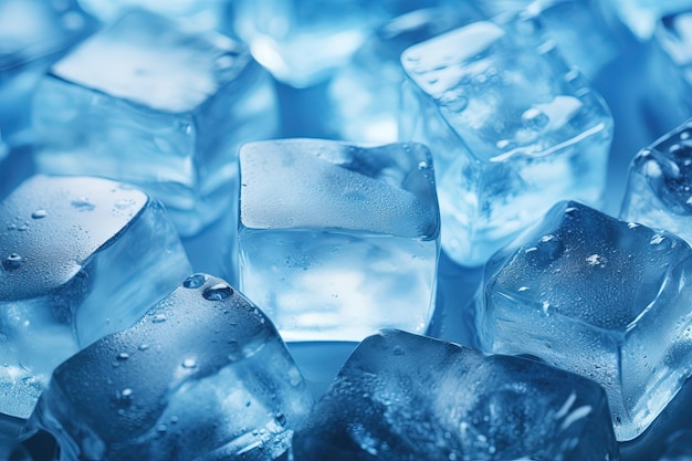 Photo des cubes de glace isolés sur un fond bleu