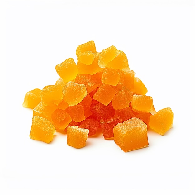 Cubes d'orange confits sur blanc