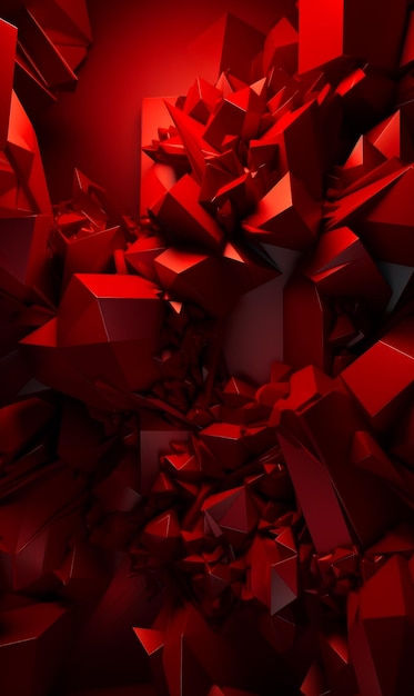 Des cubes rouges abstraits sur un fond sombre