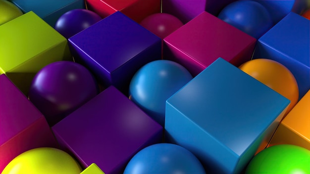 Cubes et sphères colorées