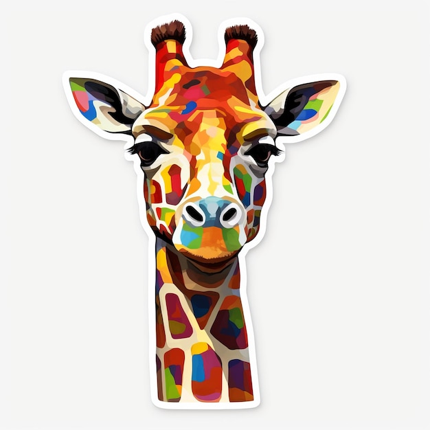 Cubisme coloré étiquette artistique de girafe design Lego 3D accrocheur