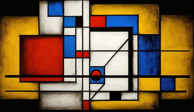 Cubiste AI génératif peint des rectangles colorés abstraits sur fond de style mondrian