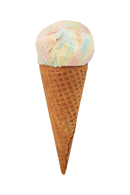 Cuillère à crème glacée avec cône isolé sur fond blanc