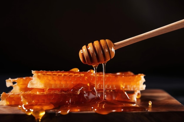 Cuillère en nid d'abeille en gros plan liquide alimentaire générer Ai